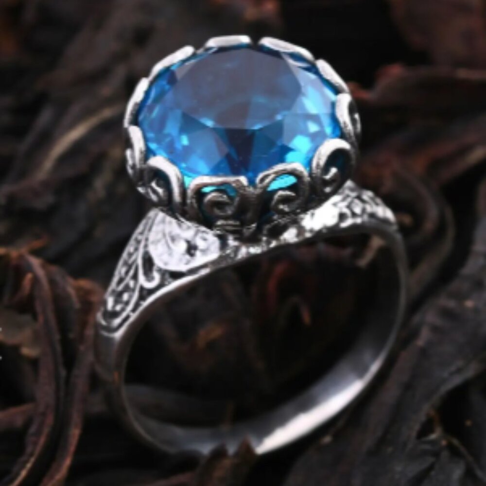 Bali Legacy Caribbean Quartz (Triplet) Ring in Sterling Silver 6.25 ctw